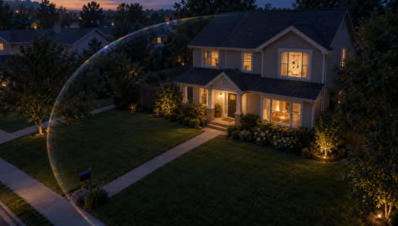 Board: the house at dusk